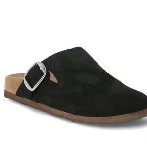 Time and tru black comfy silver buckle slip on clogs Mules cork sole 9